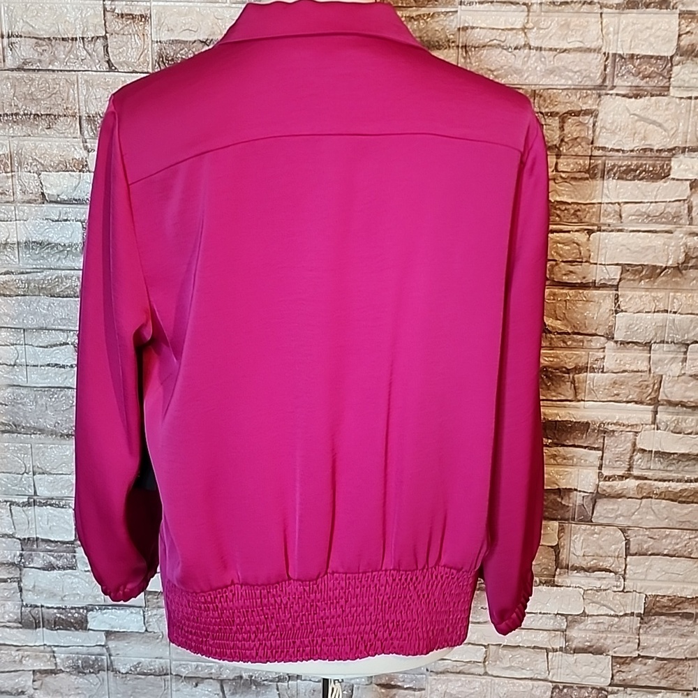 Karl Lagerfeld Paris Brand New Vibrant Pink Double-Breasted Blouse - Picture 3 of 10